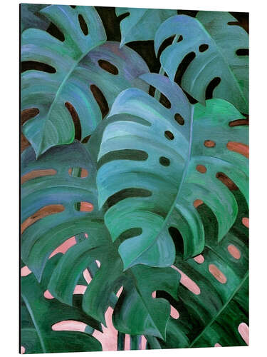 Aluminiumsbilde Monstera Love in Teal and Emerald Green