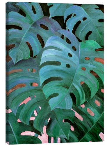 Canvas-taulu Monstera Love in Teal and Emerald Green