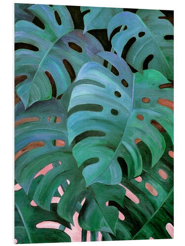 PVC-tavla Monstera Love in Teal and Emerald Green