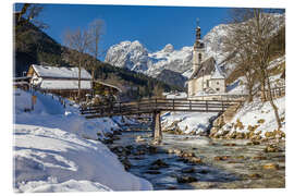 Akryylilasitaulu Idyllic village church in Ramsau (Upper Bavaria, Germany)