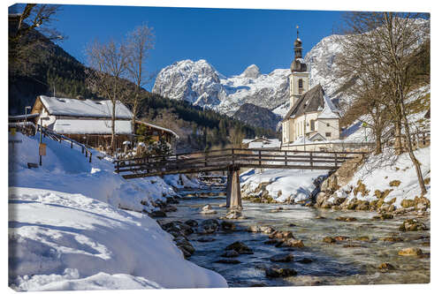 Canvas-taulu Idyllic village church in Ramsau (Upper Bavaria, Germany)