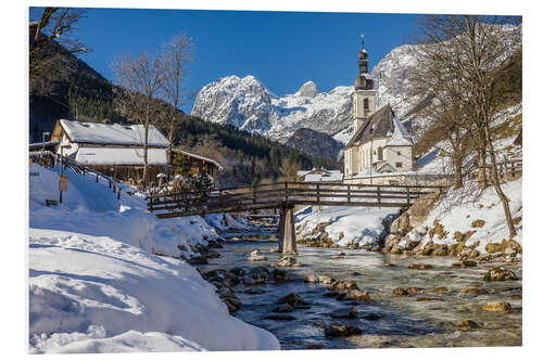 PVC-taulu Idyllic village church in Ramsau (Upper Bavaria, Germany)