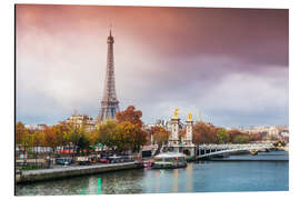 Obraz na aluminium Eiffel Tower and River Seine at sunset in autumn, Paris