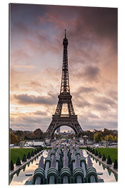 Tableau en plexi-alu Eiffel Tower at sunset, Paris I