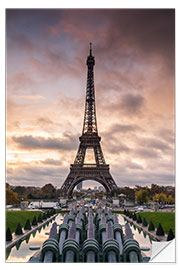 Selvklæbende plakat Eiffel Tower at sunset, Paris I