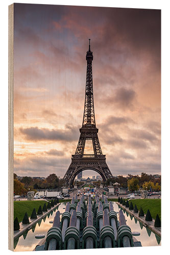 Wood print Eiffel Tower at sunset, Paris I