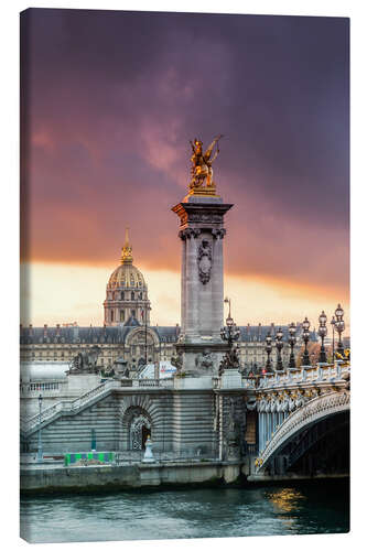 Lerretsbilde Alexandre III bridge at sunset, Paris, France