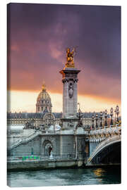 Lerretsbilde Alexandre III bridge at sunset, Paris, France