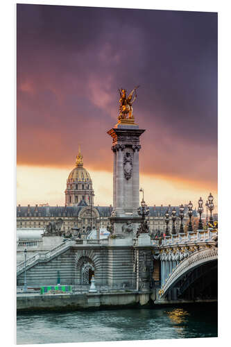 Foam board print Alexandre III bridge at sunset, Paris, France