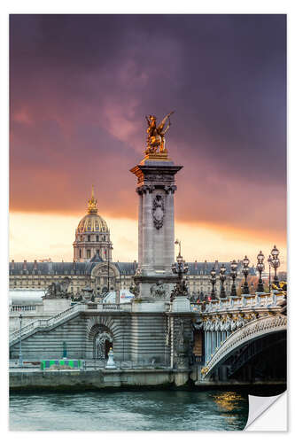 Wall sticker Alexandre III bridge at sunset, Paris, France