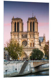 Foam board print Notre Dame cathedral at sunset, Paris, France