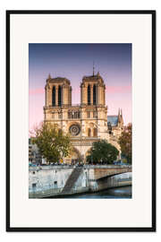 Gerahmter Kunstdruck Kathedrale Notre-Dame bei Sonnenuntergang, Paris, Frankreich