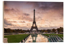 Holzbild Eiffelturm bei Sonnenuntergang, Paris II