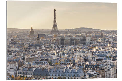 Quadro em plexi-alumínio Eiffel tower and city of Paris at sunset, France