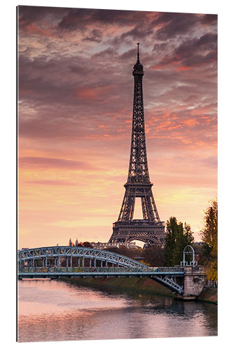 Tableau en plexi-alu La Seine et la tour Eiffel au lever du soleil