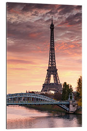 Stampa su plexi-alluminio Fiume Senna e torre Eiffel all&#039;alba, Parigi, Francia