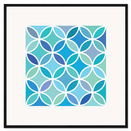Gerahmter Kunstdruck Blaue Retro Blumen