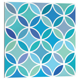 Stampa su plexi-alluminio Blue Retro Flowers