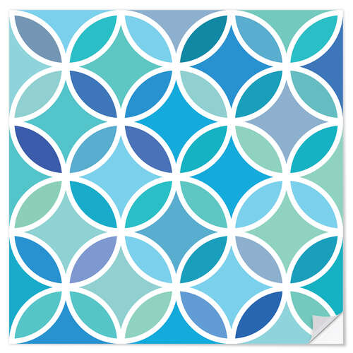 Wall sticker Blue Retro Flowers