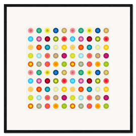 Framed art print vintage colourful circles