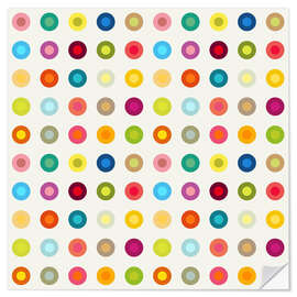 Muursticker vintage colourful circles