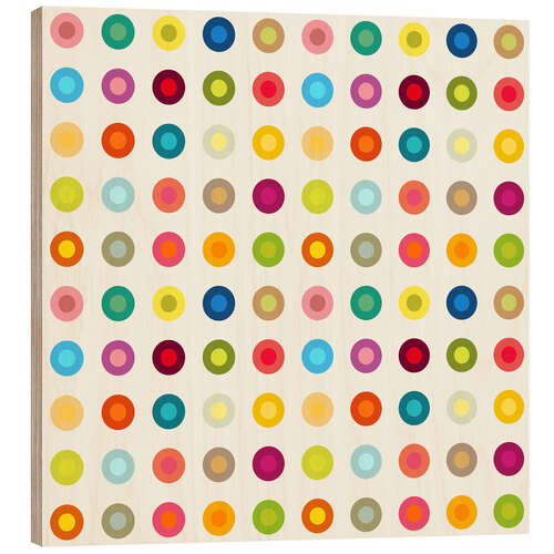 Tableau en bois vintage colourful circles