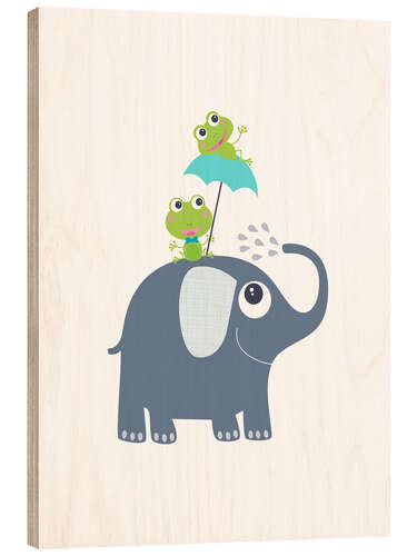 Quadro de madeira Frogs and elephant