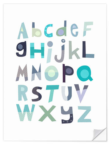 Autocolante decorativo Blue alphabet