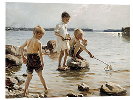 Acrylglasbild  Jungen, die am Ufer spielen - Albert Edelfelt