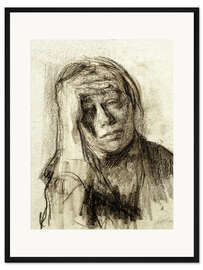 Gerahmter Kunstdruck Selbstbildnis mit Hand auf der Stirn