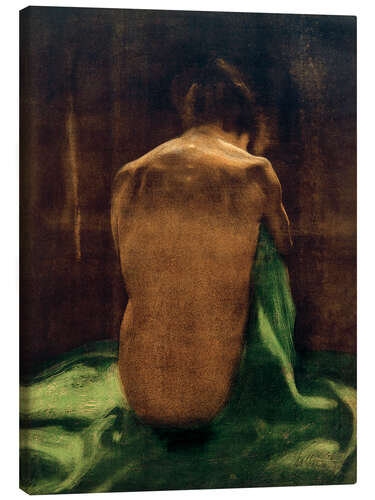 Canvas print Female back on green cloth