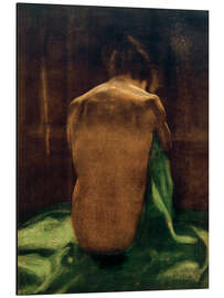 Magnettafel Weiblicher Rückenakt auf grünem Tuch