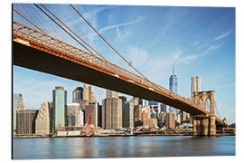 Aluminiumtavla Brooklyn bridge and Manhattan skyline at sunrise, New York city, USA