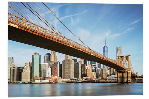 Foam board print Brooklyn bridge and Manhattan skyline at sunrise, New York city, USA