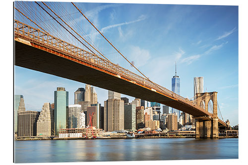 Tableau en plexi-alu Brooklyn bridge and Manhattan skyline at sunrise, New York city, USA