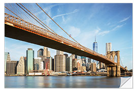 Sticker mural Brooklyn bridge and Manhattan skyline at sunrise, New York city, USA