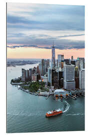 Gallery print Lower Manhattan at sunset with Staten Island Ferry boat, New York