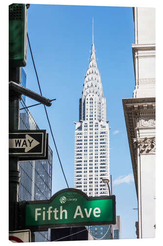 Lerretsbilde Crysler building and Fifth avenue sign, New York city, USA