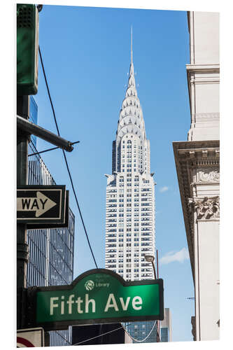 PVC-tavla Crysler building and Fifth avenue sign, New York city, USA