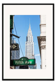 Gerahmter Kunstdruck Crysler Gebäude und Fifth Avenue Zeichen, New York City, USA