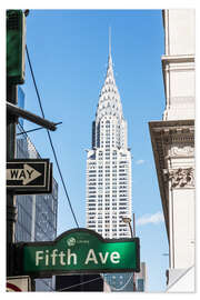 Sticker mural Le Chrysler Building et panneau de la Cinquième Avenue, New York City