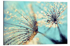 Magnettafel Pusteblumen-Schirmchen Türkis mit Gold