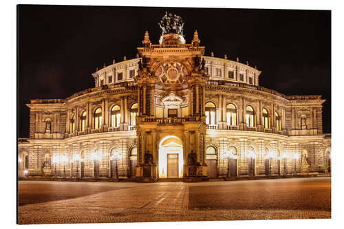 Aluminiumtavla Saxon State Opera House in Dresden at night (Germany)