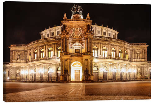 Canvas print Saxon State Opera House in Dresden at night (Germany)