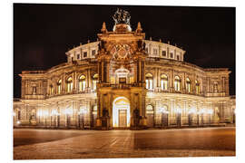 Foam board print Saxon State Opera House in Dresden at night (Germany)