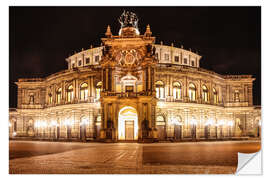 Selvklebende plakat Saxon State Opera House in Dresden at night (Germany)