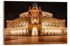 Hout print  Saxon State Opera House in Dresden at night (Germany) - Christian Müringer