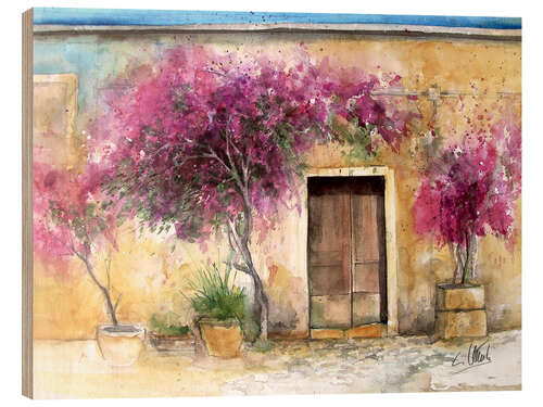 Stampa su legno Bougainvillea on Mallorca