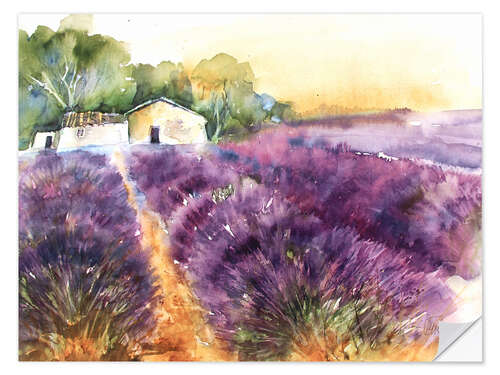 Selvklebende plakat Lavender field in Provence