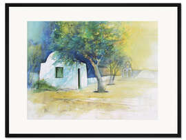 Gerahmter Kunstdruck Oia auf Santorini, Griechenland